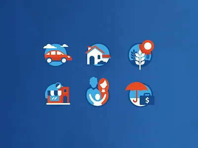 Insurance Icons auto brian white circle commercial design farm financial home icons life trilion studios vector