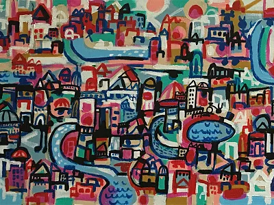 A Colorful City art buildings city painting water