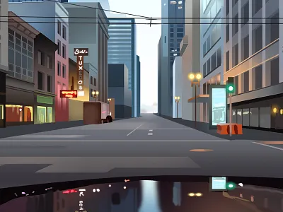 Nyc ride architecture cars city daylight digital art illustration light new york sunshine trystram