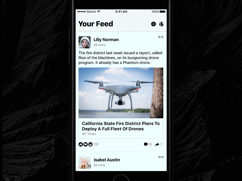 Facebook App Redesign Concept 2016 bold clean concept facebook fb ios10 network redesign social ui ux