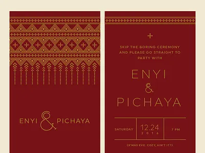 Enyi & Pichaya Wedding Invitation ampersand foil gold invitation invite line art pattern print thailand wedding wedding invitation