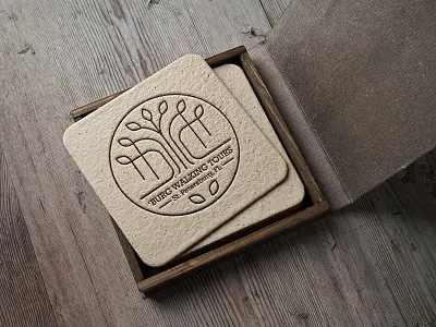 'Burg Walking Tours Coasters badge branding coaster geometric icon identity logo organic patch tree