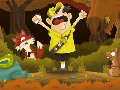 No WiFi!? animals applepencil camping forest illustration ipadpro kids nashville procreate scouts wifi woods