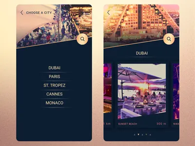 VA Screens event booking night club nightlife ui