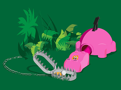 Big Game Hunting 80s children games hippo hunting nostalgia plastic throw back toy trap vector vintage