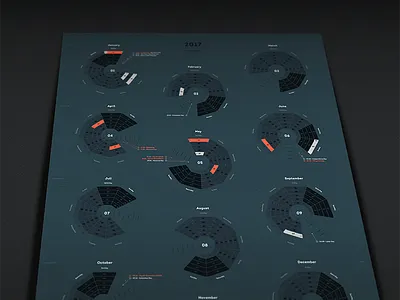 Bureau Oberhaeuser Calendar 2017 2017 calendar circle colors gradient infographic information design kalender new year wall calendar