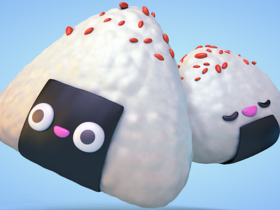 Onigiri Guys c4d character chibi cinema 4d eyedesyn food japanese japanese food onigiri rice ball