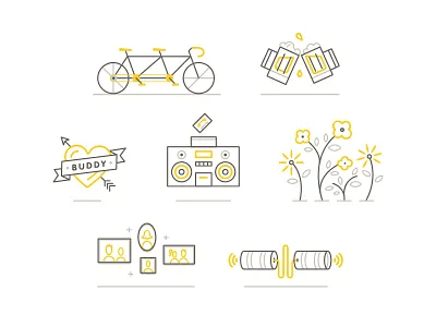 Buddy Icons black buddy icons illustration monoline simple video yellow