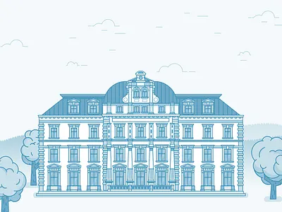 Hotel President architecture building clean flat illustration line art minimal vector