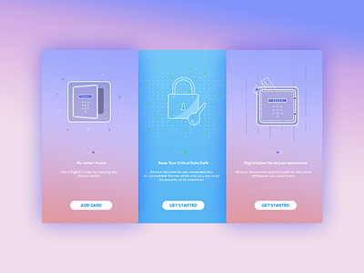 Walkthrough Screens app apple clean digitallocker flat gradient guide screen ios minimal ui walkthrough