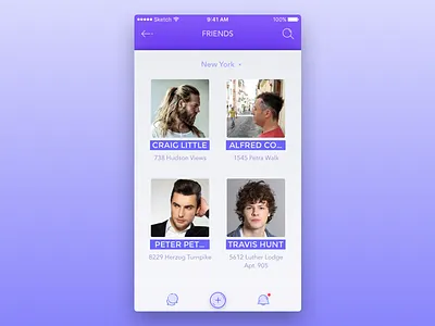Week #1 (03) — Friends flat friends gradients hipster ios ios app iphone light theme minimalistic sketch3 social media stroked icons