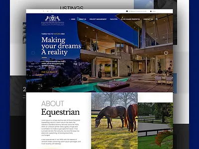 Landing Page - Equstrian Estates interface design landing page layout real estate responsive design uxui design website design