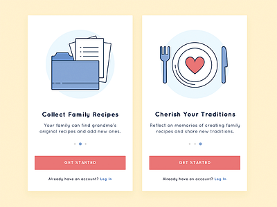 Onboarding - Family Recipe App app food icon illustration login mobile onboarding recipe register signup ui walkthrough