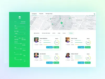 Property Agent search engine UI app application interface ui ux web web app webdesign webpage website