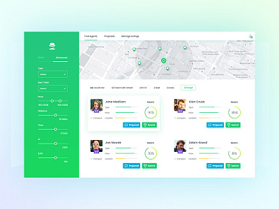 Property Agent search engine UI app application interface ui ux web web app webdesign webpage website