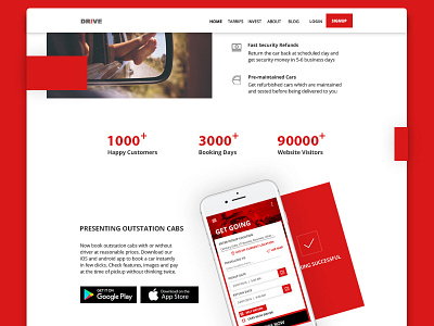 Drive webpage Contd... booking car customers features interface ios redesign rentals ride ui ux website