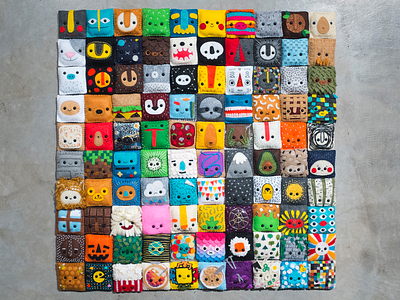 001–100! 🎉 face felt handmade sewing the100dayproject