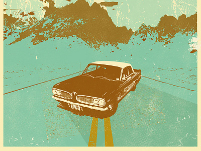 KEITH'S 1961 PONTIAC TEMPEST car classic car illustration moon mountains plane pontiac tempest vintage