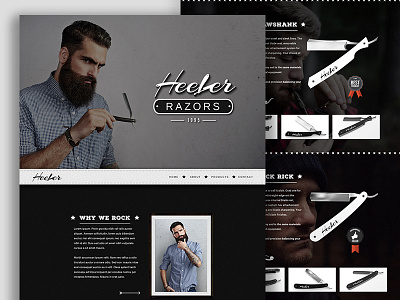 Heeler Razors One Pager Website Design barber beard design hipster homepage mens razor retro ui ux web web design