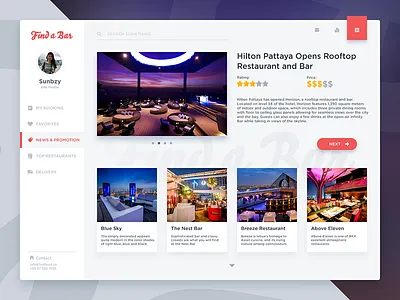 Dashboard Restaurant bar dashboard findfood food minimal restaurant rooftop ui design ux design ux ui web web design