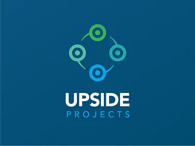 Upside Projects rebranding + website blue branding green identity logo website