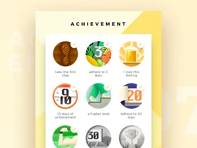Habit Achievement achievement arm badge beer calendar date field foot illustration leaf muscle step