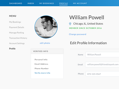 Friendsie Park Account Profile dashboard uidesign uxdesign