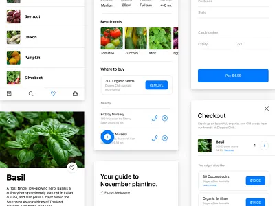 Plant app screens app garden ios mobile plant screens seeds ui