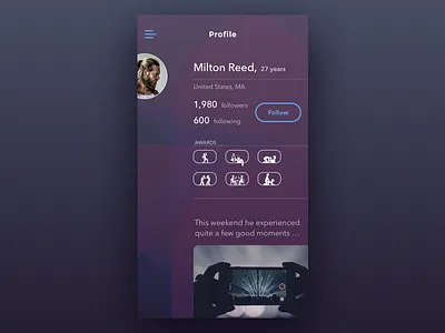 Week #1 (06) — Drunkbook dark theme flat hookah ios iphone minimalistic profile simple social media
