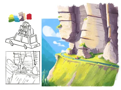 Road Trippin' background car concept art illustration landscape mountain pixar road trip roads