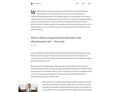 Article Detail article blog content date drop cap layout personal quote serif ui ux web