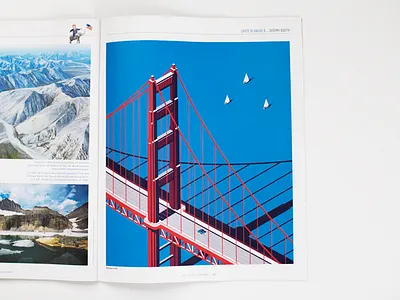 Golden City boat bridge editorial golden gate bridge isometric magazine san fransisco truck vector