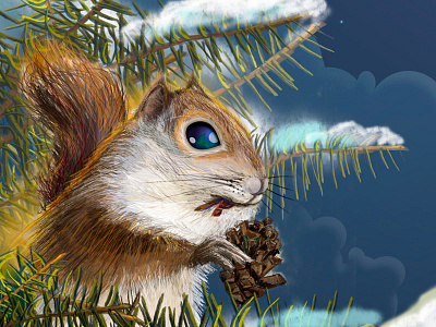 Squirrel christmas conepine night pine squirrel star