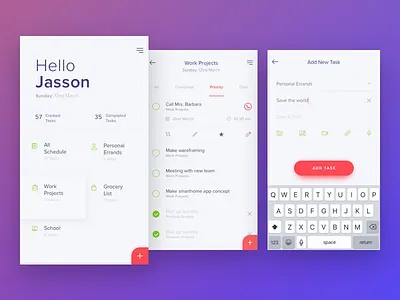 Wooke - To Do List App (clean version) app interface ios list mobile notes reminder schedule task tasks to do ui