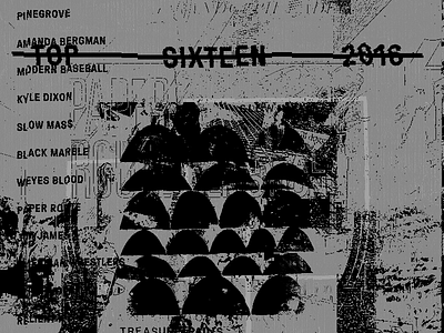 My Top Sixteen Records 2016 album black and white collage cover glitch list music records