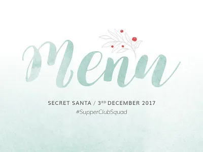 Dinner Party Menu! christmas dinner dinnerparty menu party santa secret secretsanta watercolor