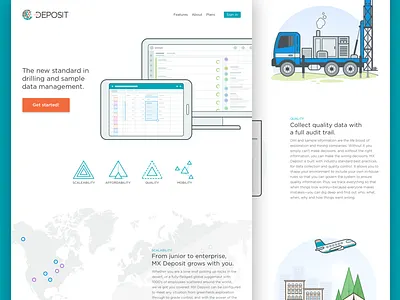 Product Website app buildings city illustration mining newspaper plane product truck ui website