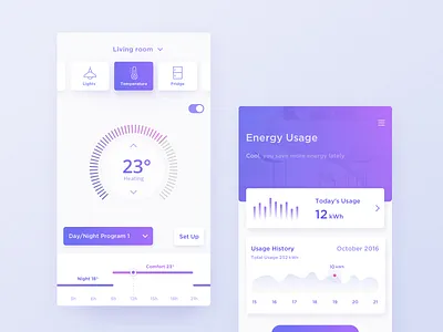 Smart Home App app chart control dashboard home house rooms smart temperature ui