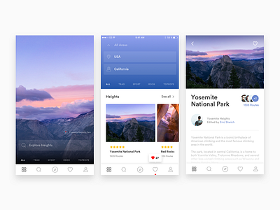 Heights for iOS climbing heights holds interface mountains park social spots ui ux