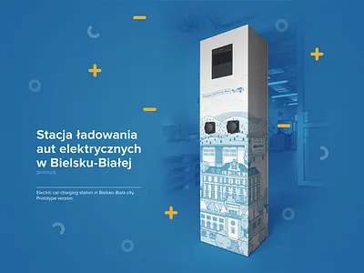 Electric charging station blue car electric energy flat graphic design illustration line art one line product vector