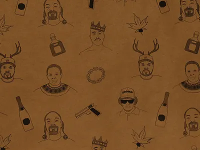 West Coast Xmas Rapping Paper christmas illustration line pattern print rap rapper screen print wrapping paper