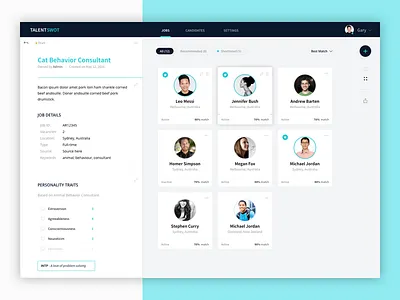 TalentSwot - Job page candidates dashboard hiring jobs recruitment tool web