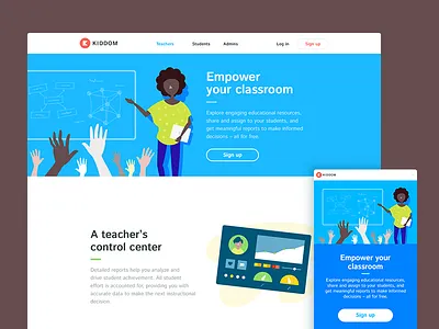 Kiddom Teachers classroom colorful edtech education kiddom layout marketing teacher ui web