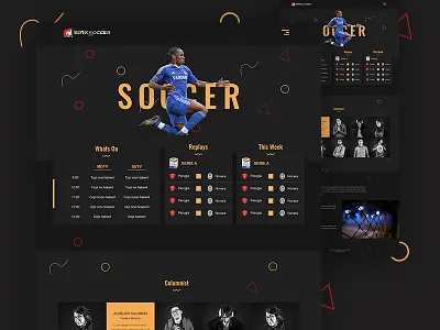 Soccer Website Redesign Concept blog colorful dark landing page news soccer sports template website