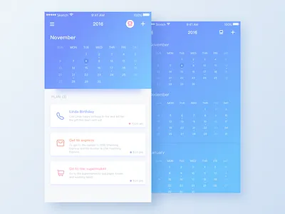 Calendar interface