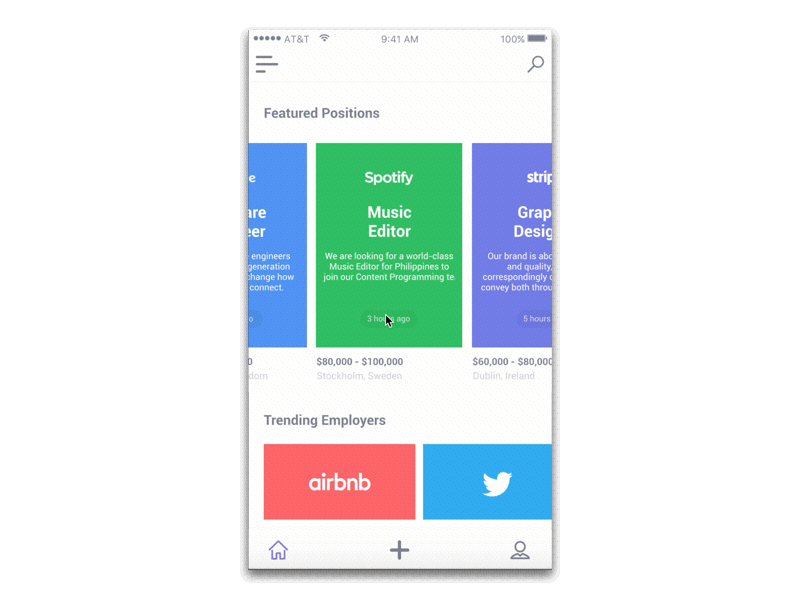 Hello Dribbble! app debut ios jobs recruitment ui ux