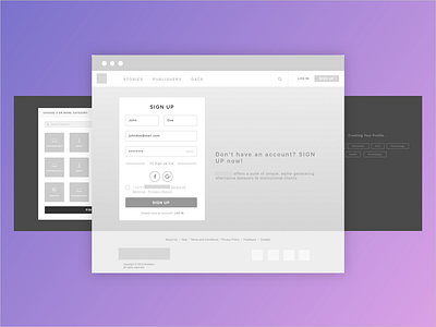 Onboarding Wireframe for Marketplace Website interstitial landing onboarding sign in sign up ui ux web wireframe
