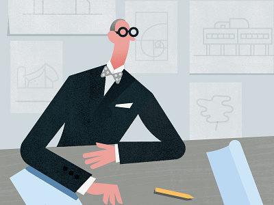 Le Corbusier architect architecture character illustration le corbusier