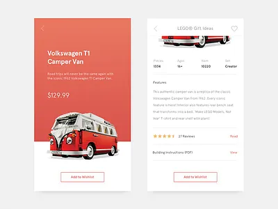 Lego Gift Ideas app ecommerce ios iphone minimal mobile product