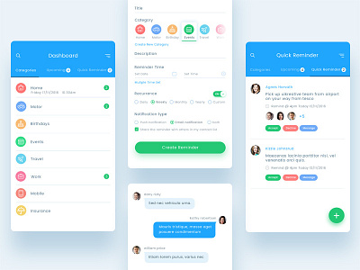 rymindr mobile app app application calendar chat design ios mobile mobile app remind reminder tag ui uikreative uiux designer